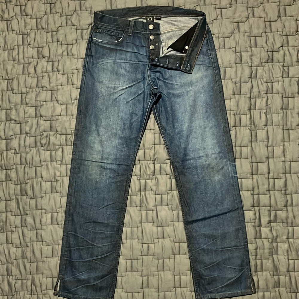 A/X Armani Exchange Blue Straight-Leg Jeans with Vintage Appeal